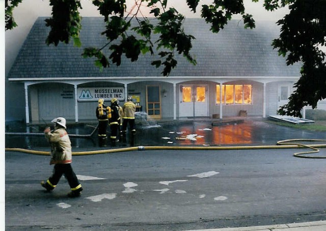 Both Engines and the Tanker assisted the Liberty Fire Co. of New Holland at the Musselman Lumberyard Fire in May of 1994.